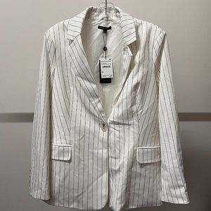 Adrianna Papell White Pinstripe Blazer L NWT